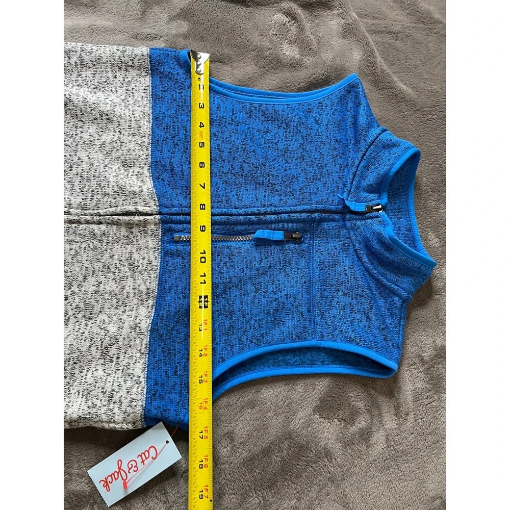 Cat & Jack Boys Blue Gray Colorblock Sweater Fleece Vest Full Zip Size L 12/14